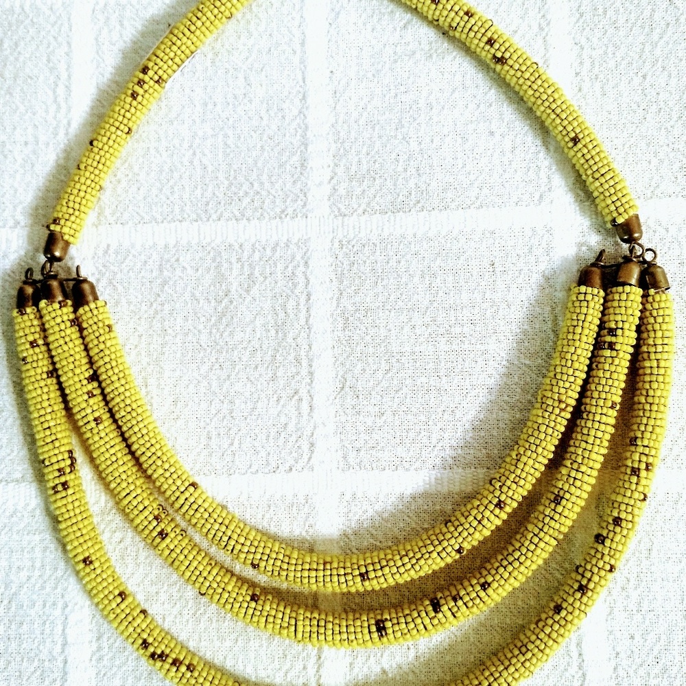 Yellow Beaded Necklace w/ bracelet **WATER-FUNDRAISER**
